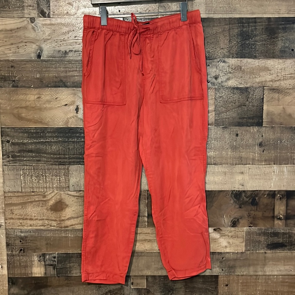 Anthropologie Red Drawstring Pants